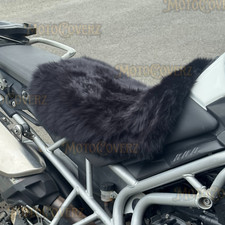 Black Dual Sport Motorcycle Sheepskin Seat Cover Adventure Touring Adv