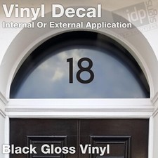 BLACK FANLIGHT DOOR HOUSE NUMBER VINYL DECAL STICKER - 3 SIZES - EAVES