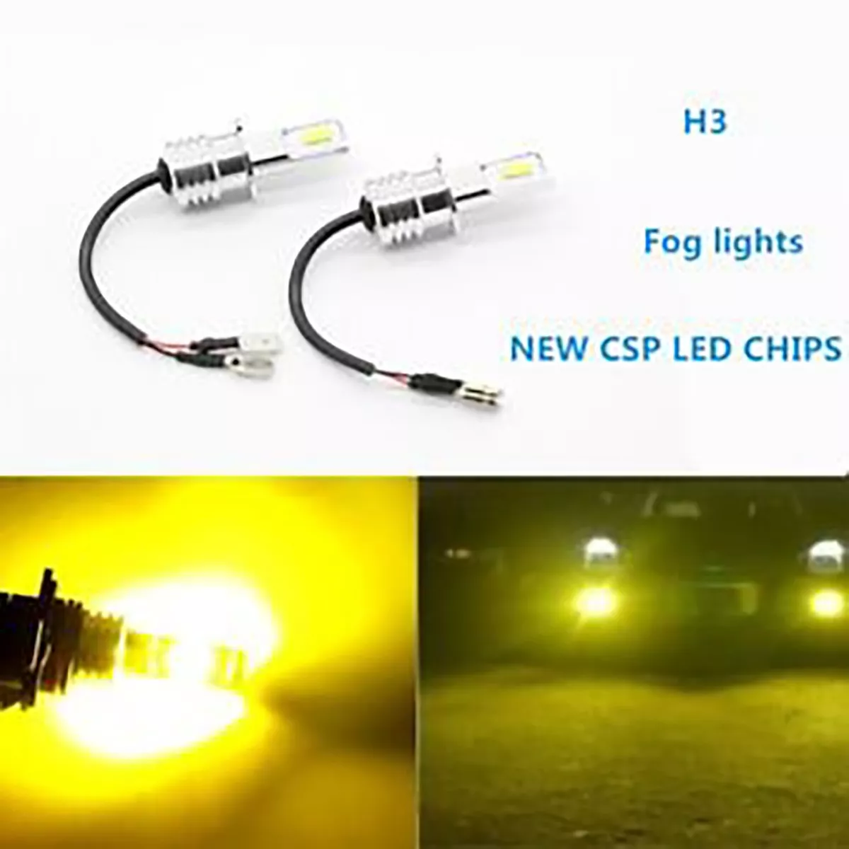 Yellow h3 on sale led bulb