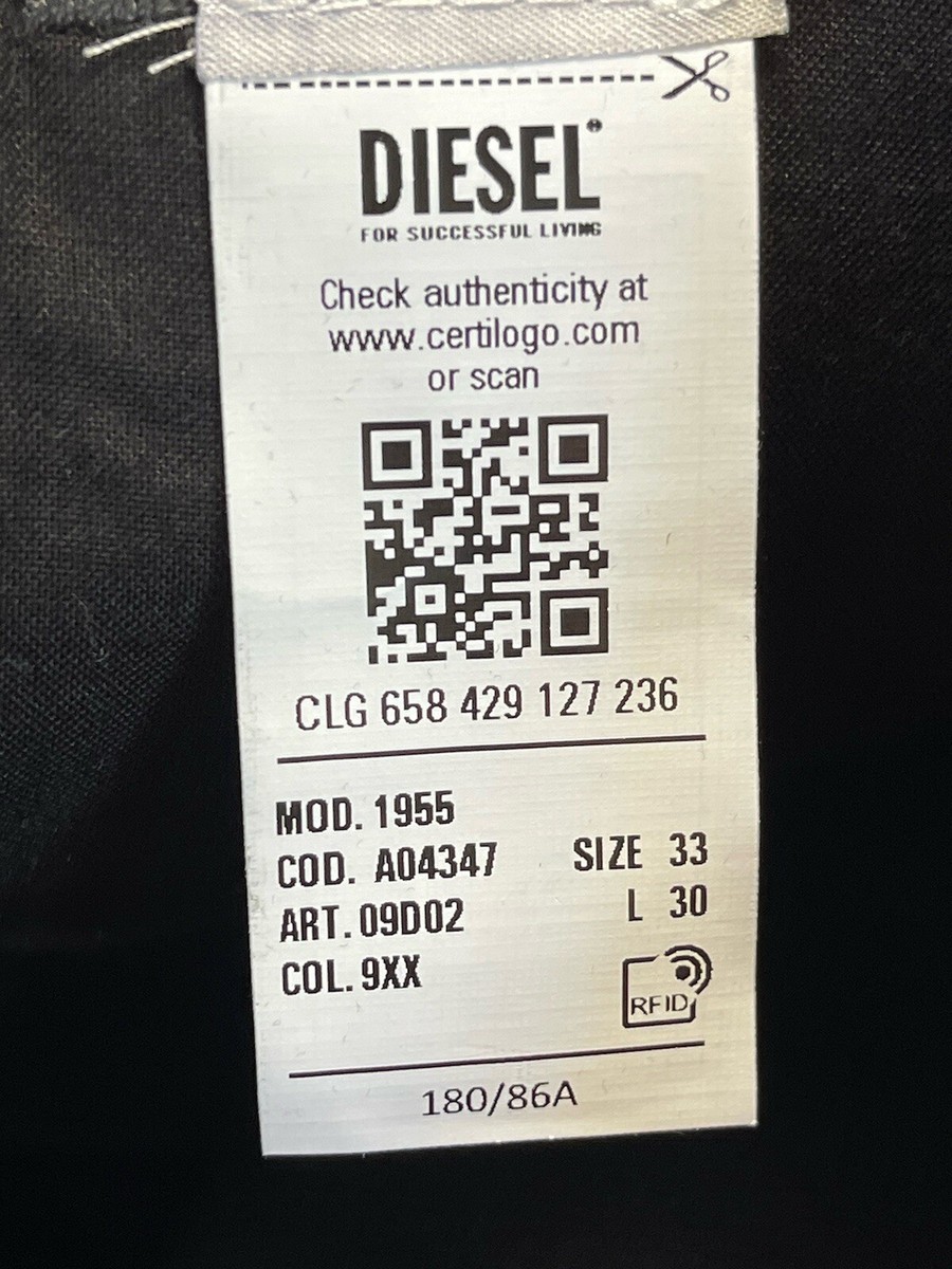 Diesel Trousers Pants Deep Black 1955-09D02 Size W33-L30 Diesel Trousers Pants Deep Black 1955-09D02 Size W33-L30