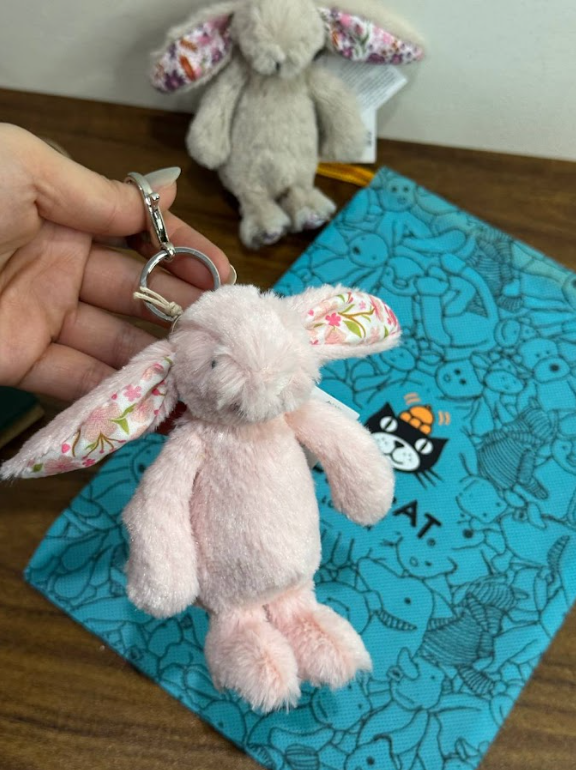 Jellycat Blossom Blush Bunny Plush Bag Charm Keychain Cute