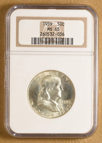 1959 P Franklin Silver Half Dollar NGC MS65
