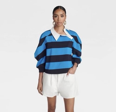 KBB by KAHLANA Women's 'The Striped Crewneck T-Shirt' - Navy Blue