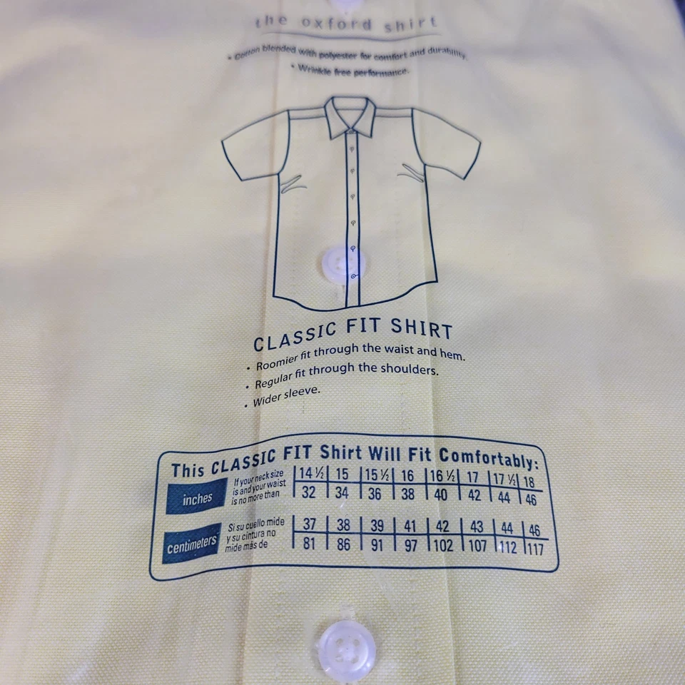 Camisa Oxford Stafford Essentials Para Hombre Calce Clásico Manga Larga Amarilla 17-1/2 NUEVA CON ETIQUETAS Foto 2 de 4