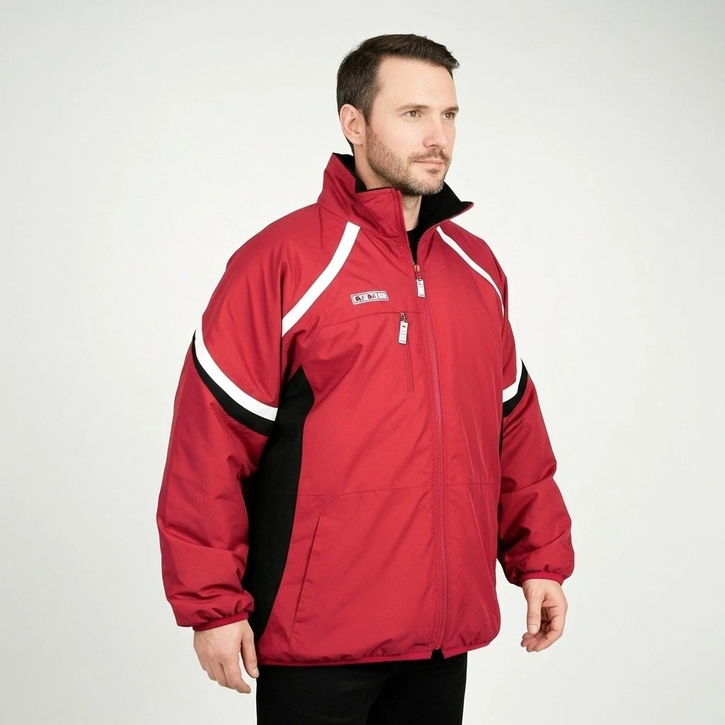 CCM Mens Red Reversible Coat Black Fleece Jacket Sz S