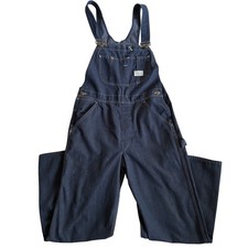 Vintage Sears Tradewear Bib Overalls Men 34x30 Denim Perma-Prest Union Made 70s