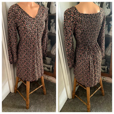 OLD NAVY COTTAGE CORE CALICO FLORAL W/ SMOCKED BACK RAYON DRESS SZ S