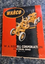 Vtg WARCO Motor Grader Advertising Promo Oversized Full MATCHBOOK New Jersey 