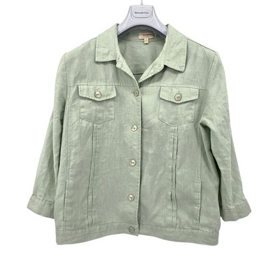 Weekend Choices Damen Jeansjacke Hellgrün Leinen Casual Gr. XL