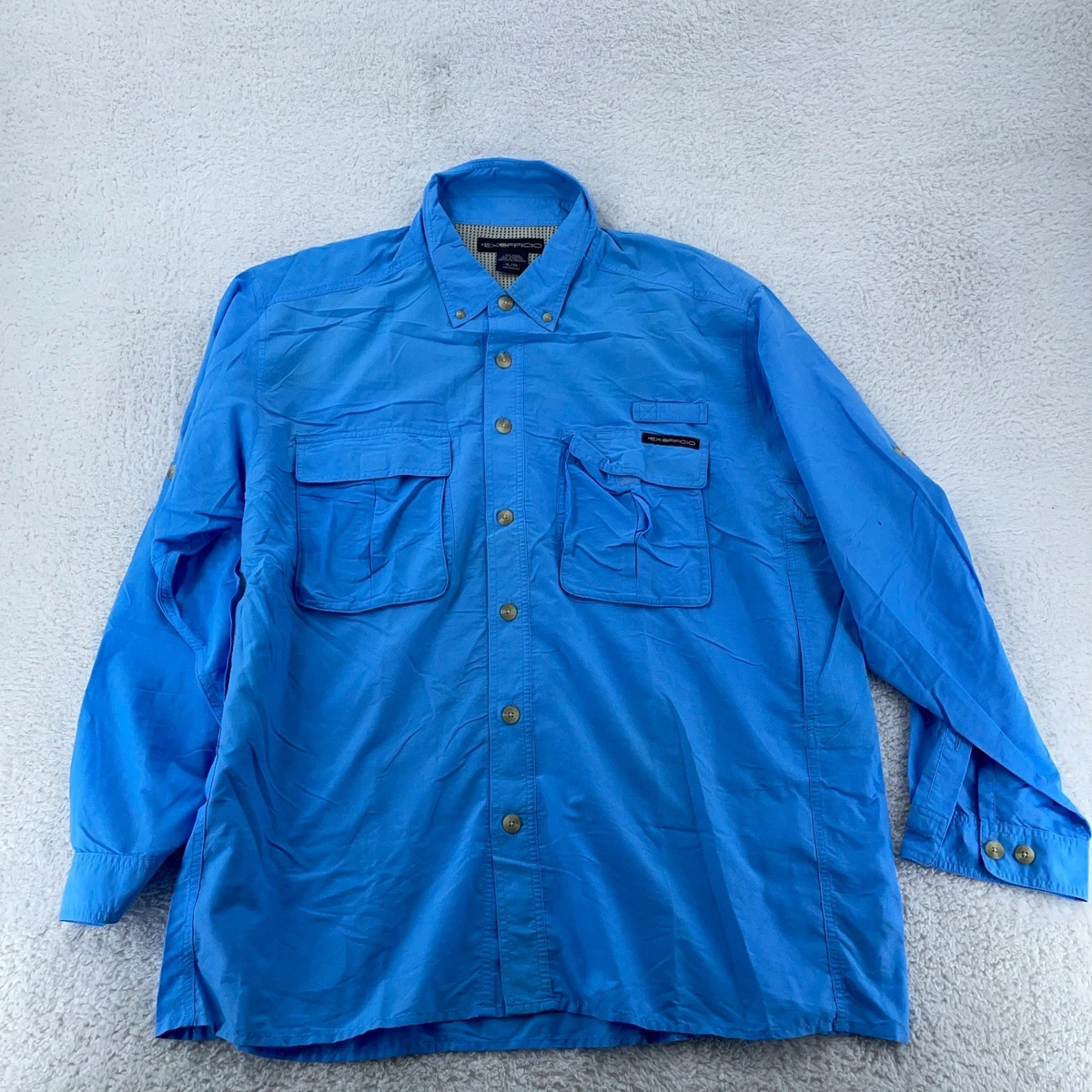 Chemise ExOfficio Homme Manches Longues Bleue - Randonnée Pêche Outdoor - Taille XL
