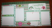 Christmas Party scrapbook pages 2 each 12 x 12 handmade assebled premade