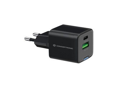 Conceptronic ALTHEA15B 2-Port 20W Gan Usb Pd Charger, Usb-C X 1, Usb-A Qc 3 ~E~