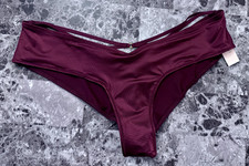 NWT VICTORIA'S SECRET MEDIUM MAROON SATIN SMOOTH STRAPPY HIGH LEG CHEEKY PANTIES