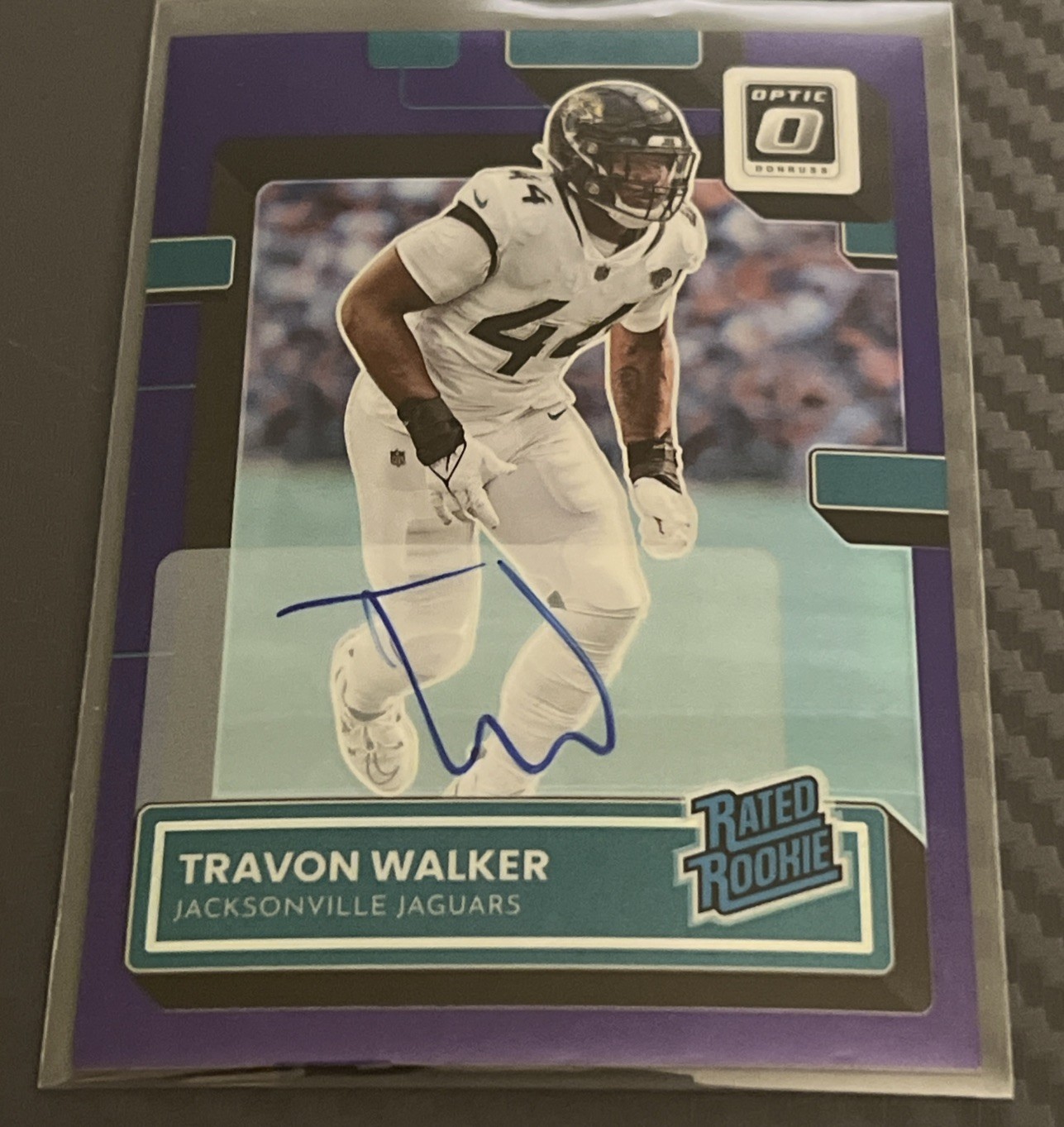 2022 Donruss Optic Rated Rookie Auto #225 Travon Walker /35 Purple Prizm