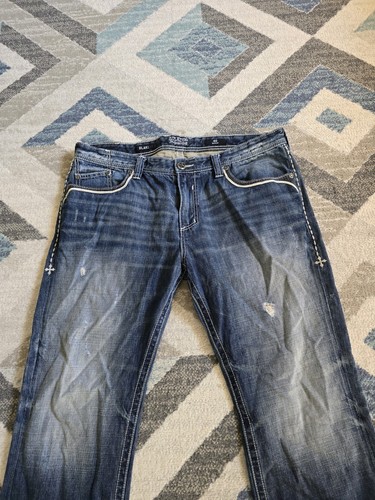 Affliction Black Premium Blake Denim Blue Jeans Distressed Size 40x30 Regular - Picture 4 of 12