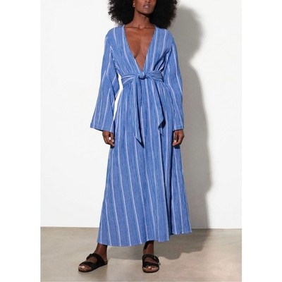 Mara Hoffman Maxi Long-Sleeve Striped Blair Cotton Coverup Dress