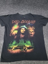 Bob Marley Shirt Mens Small Black Zion Rootswear Lion Graphic T-Shirt Reggae