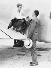 Amelia Earhart saying goodbye to her husband George P Putnam at Mi- Old Photo