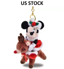 Japan Disney Reindeer Minnie Mouse Plush Keychain Christmas 2025 【US STOCK】