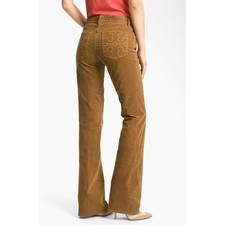 Tory Burch Corduroy Logo Classic Tory Boot Pants Whiskey Tan Women's Size 27