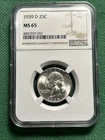 1939-D Washington Silver Quarter NGC MS65 Blast White Free Shipping