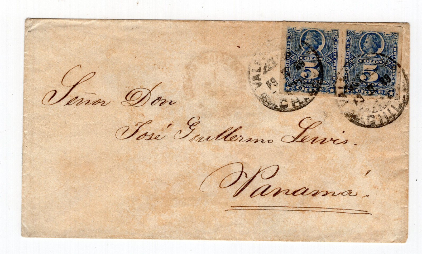 CHILE 1889 Valparaiso to Panama Agencia Postal Nacional scarce destination
