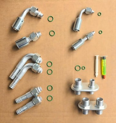 4-Port A/C & Heater Hose Firewall Bulkhead  & Fittings O-rings Kit 2 Pieces Std