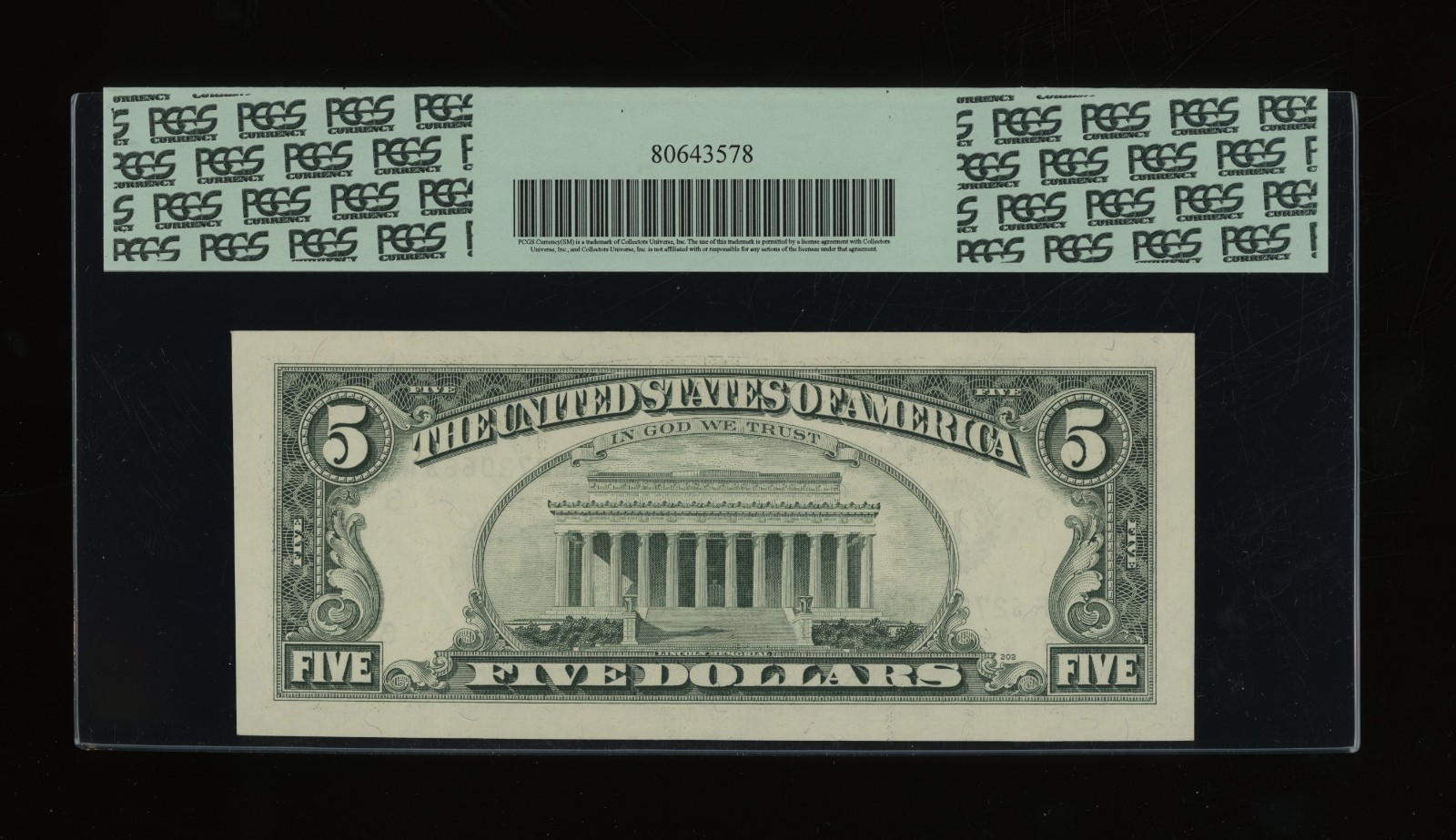 DBR 1995 $5 FRN Atlanta Fr. 1984-F PCGS 45 PPQ Serial F62730663A