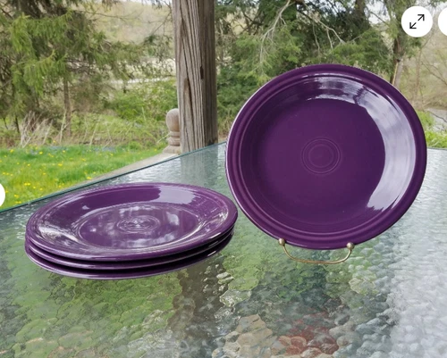 4 DINNER PLATES set lot Mulberry purple HOMER LAUGHLIN FIESTA WARE 10.5" NEW