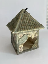 Ceramic Toad Bird House Candle Or Tea Light Holder  3.4 lb Dragonfly & Butterfly
