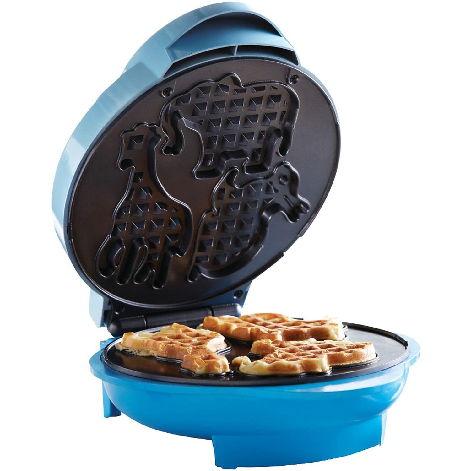Brentwood Blue Non-Stick Animal Shaped Waffle Maker Machine  -image