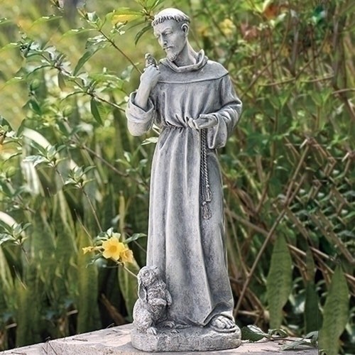 SAINT FRANCIS WITH BUNNY RABBIT GARDEN STATUE