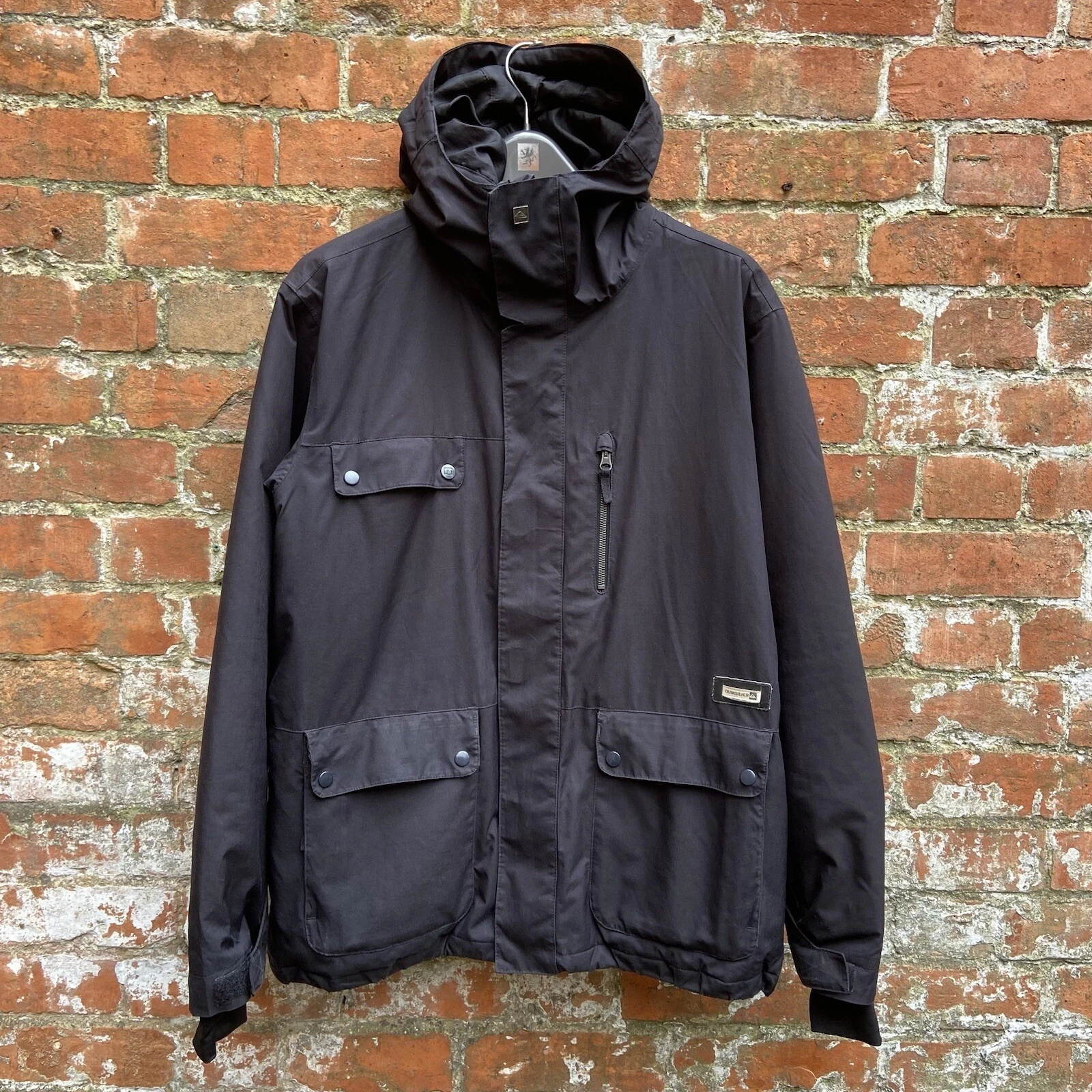 Quiksilver Utility Snowboard Jacket Men’s Small Black Quiktech 8.000mm Snow Ski