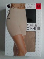 Gloria Vanderbilt 2-Pack Womens Size Medium Seamless Slip Short, Black/Nude