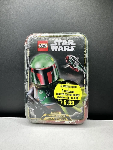 Lego Star Wars Trading Cards Boba Fett Tin 5 Packs w/ 3 LE Cards NEW SEALED