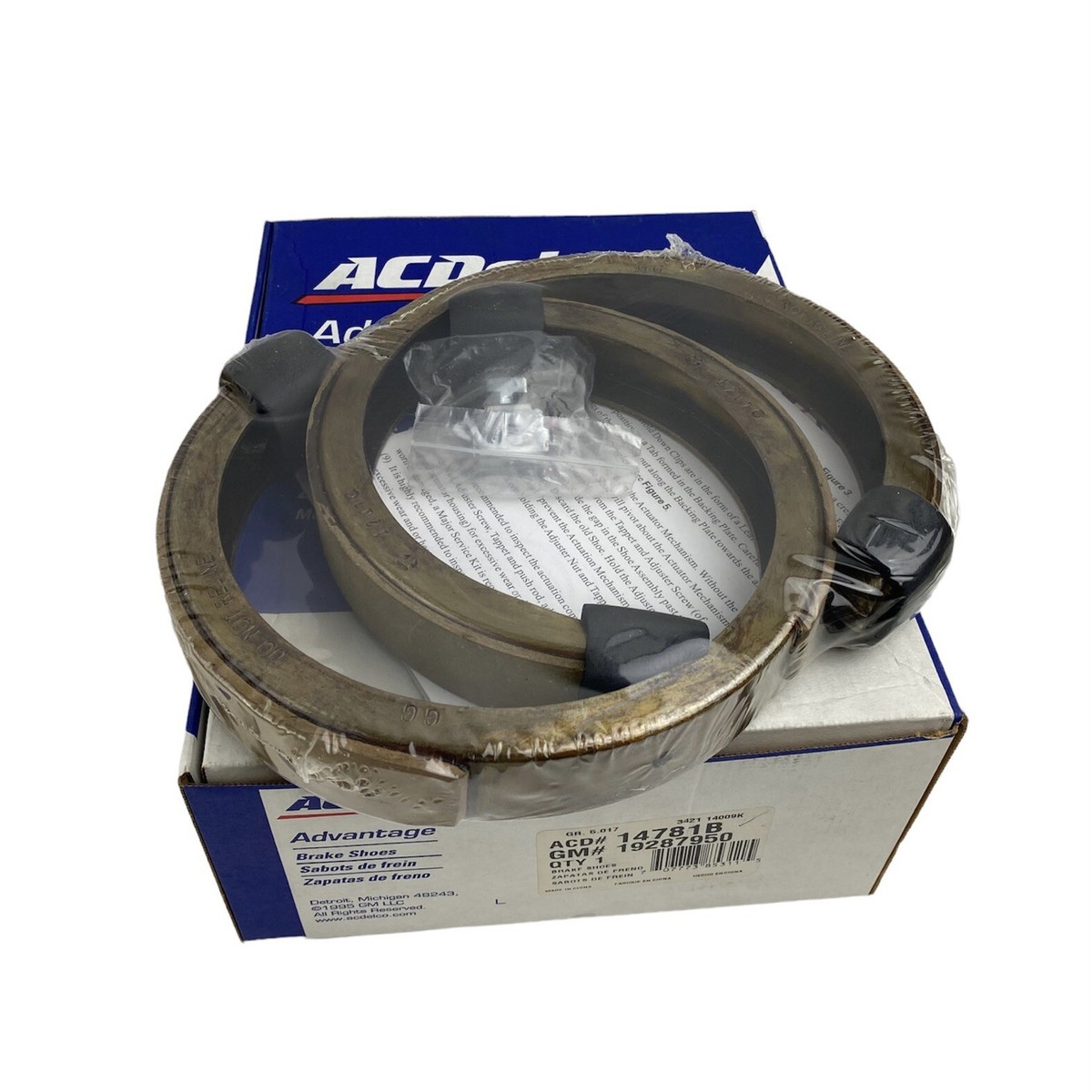 Genuine ACDelco 14781B Rear Parking Brake Shoe Set Bonded 19287950 