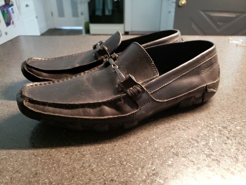 BLACK LEATHER MOC DRIVING SHOES 11M 