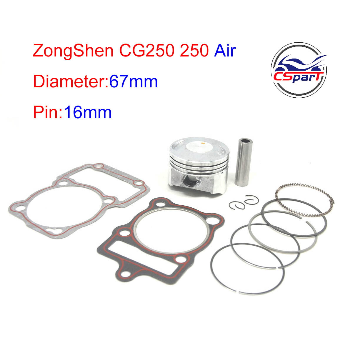 CG250 67mm 16mm Lifan Zongshen Loncin CG 250CC 250 piston ring