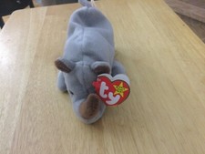 New VINTAGE 1996 Original Ty Beanie Baby SPIKE The Rhino 4060 With Tag