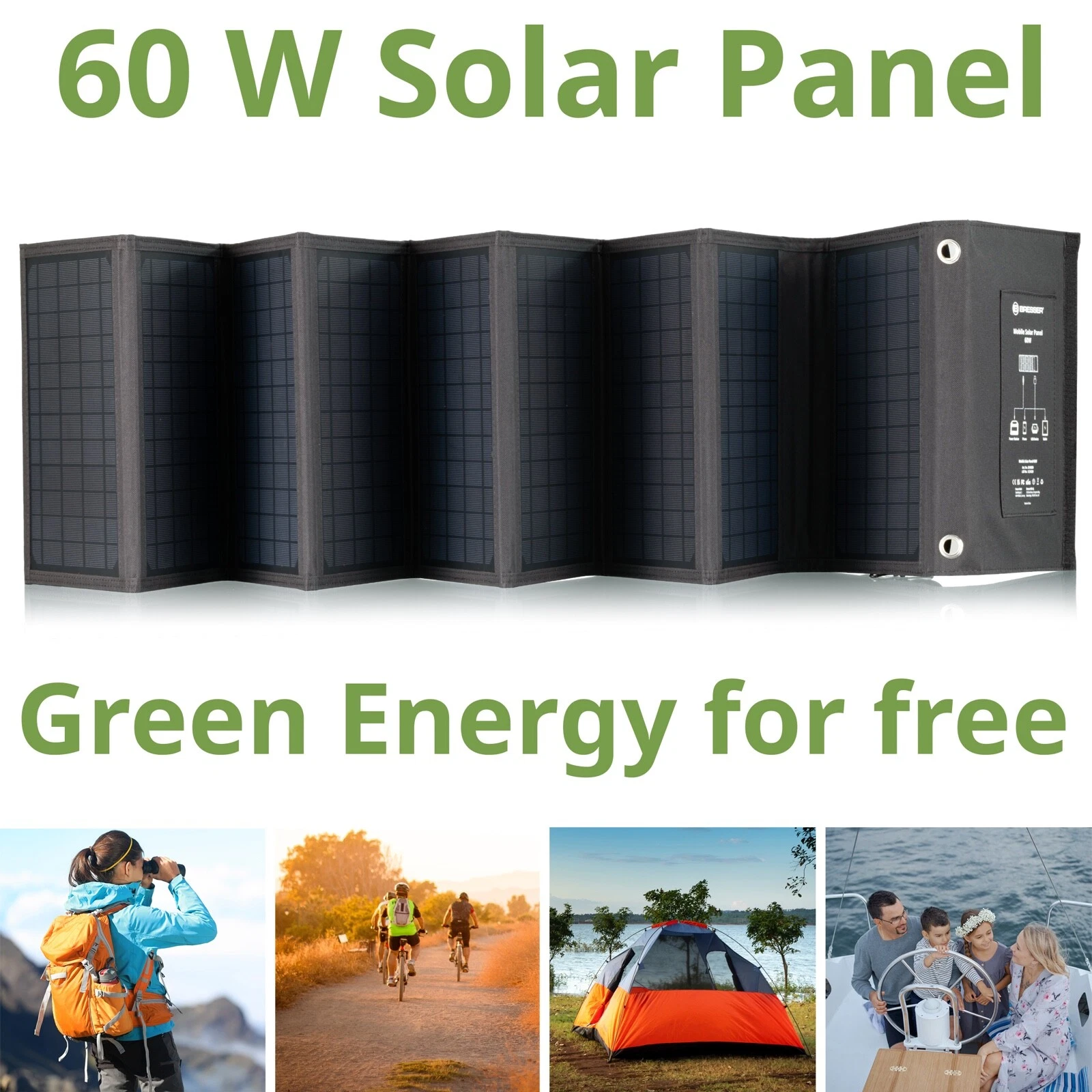 Bresser Mobile Solar Charger 60 Watt with USB & DC Port