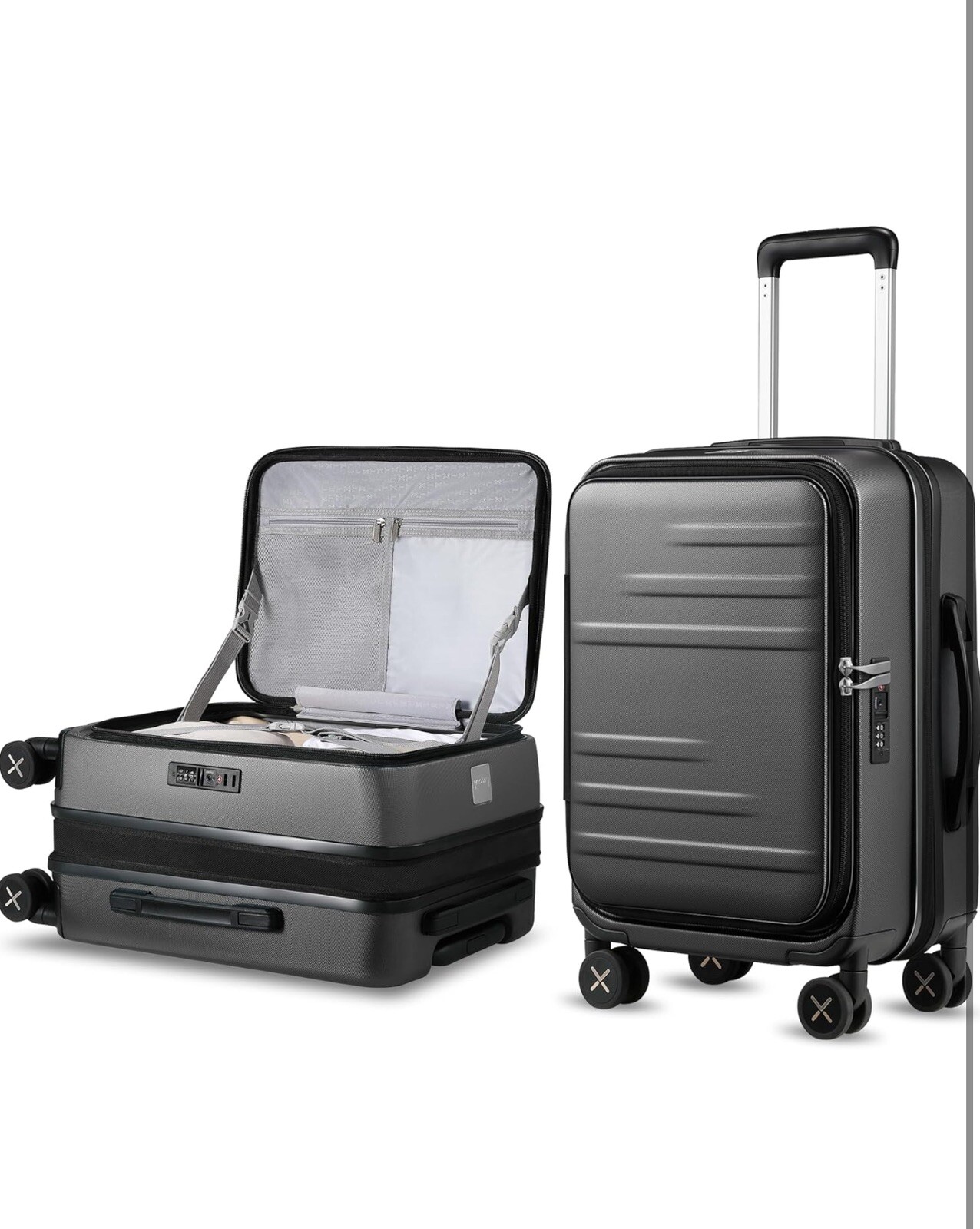 LUGGEX Carry On Luggage 22x14x9 Airline Approved - Polycarbonate Hard Suitcase-image