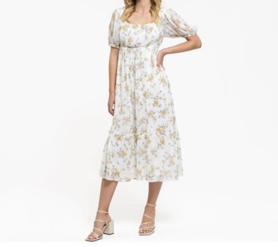 knee length dresses for ladies Sky Blue Backless Puff Sleeve Midi Dress