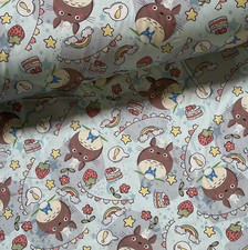 Stoff Meterware Baumwollstoff Baumwolle 50 cm Totoro Regenbogen Party auf Blau