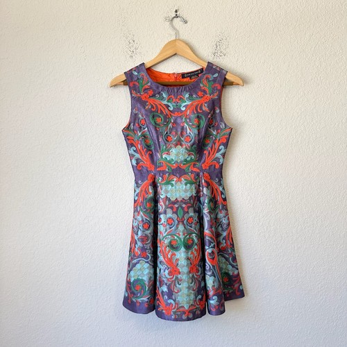 PANKAJ & NIDHI ANTHROPOLOGIE Octave Mini Dress Womens Sz 0 Floral Embroidered