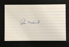 JOE MEDWICK Autographed Signed Vintage 3x5 Index Card Baseball Hall of Fame