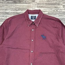 Abercrombie  Fitch Mens sz XXL Shirt Button Up Brushed Cotton Large Moose Logo