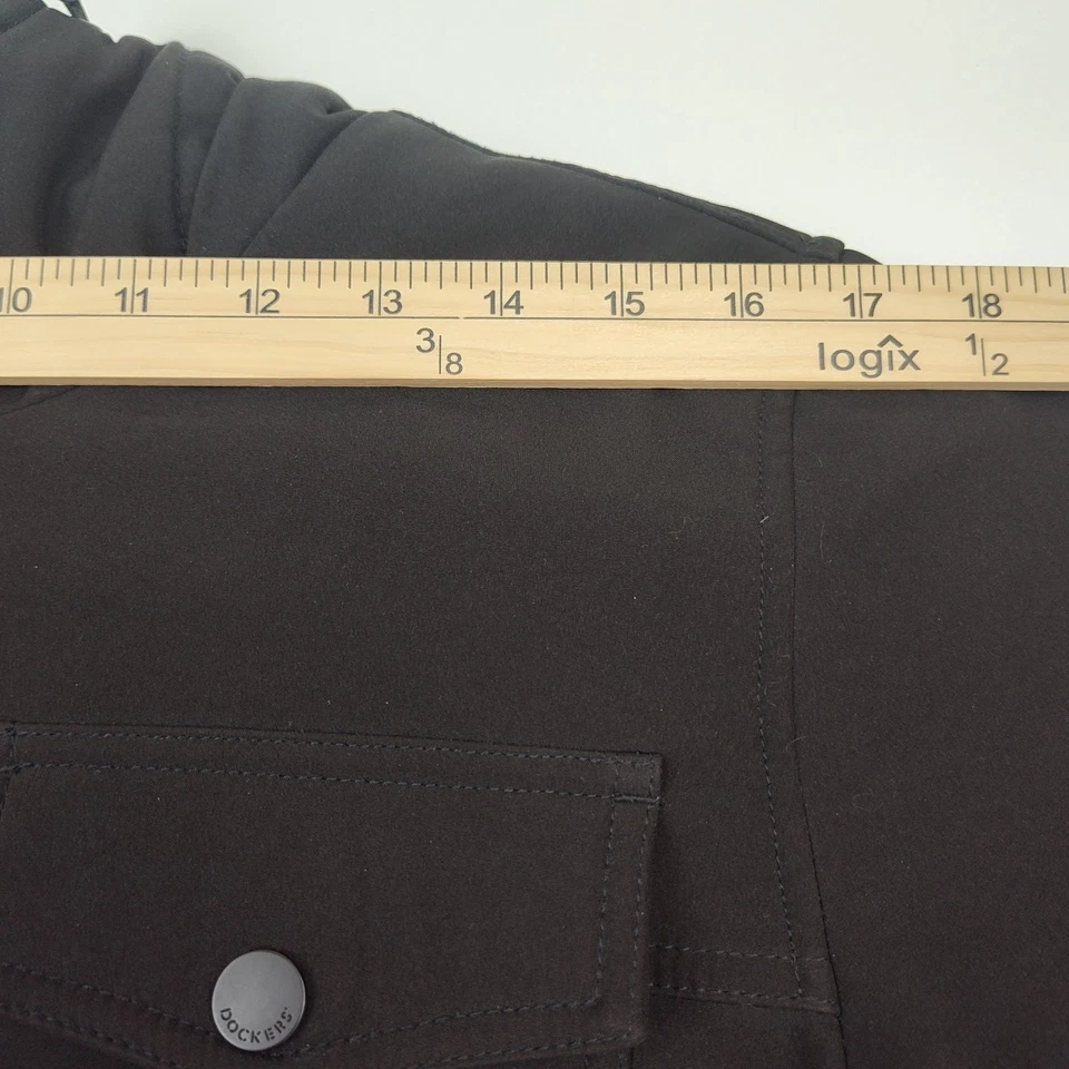 DOCKERS men's full-zip lined jacket, size small, hooded, black, faux fur lining - Image 3 of 4