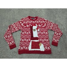 33 Degrees Christmas Sweater Mens Large Llama Santa Hat Ugly Holiday Sweater