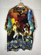 Y2K 33 Degrees Shirt Mens XLarge Short Sleeve Crazy Graphic Baggy Tribal vtg