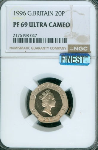 1996 GREAT BRITAIN 20 PENCE NGC PF69 UCAM MAC FINEST GRADE & SPOTLESS  .